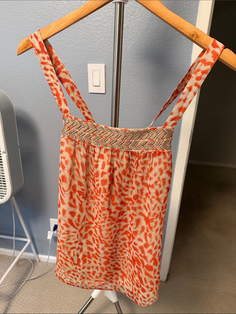 Banana Republic Orange and Cream Beaded-Trim Camisole